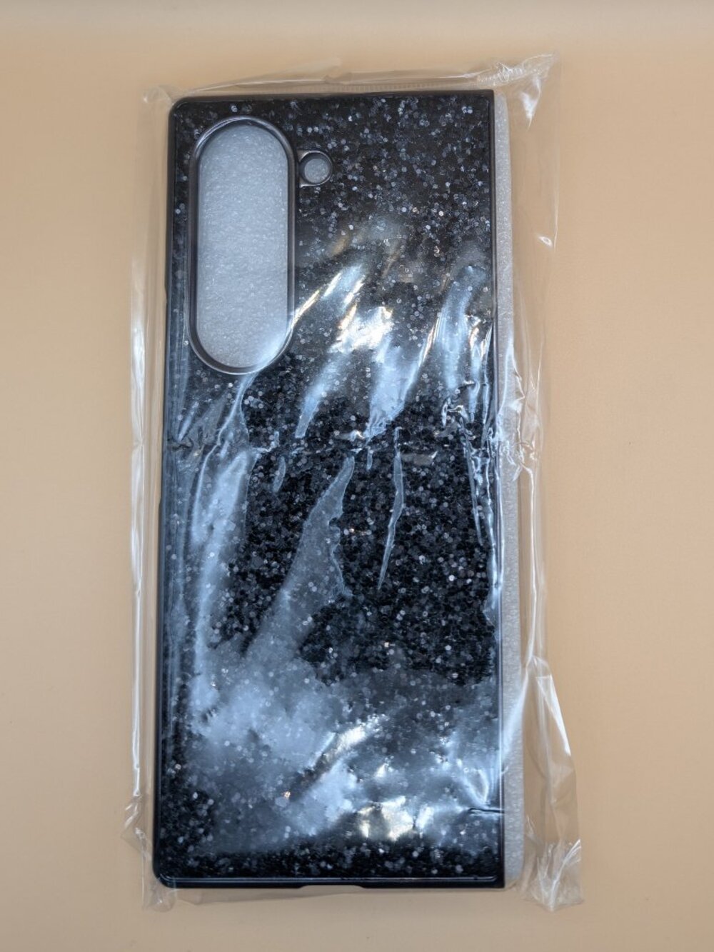 Samsung Galaxy Z Fold 6 Silicone Hybrid Matte Glitter Case Shockproof-Black